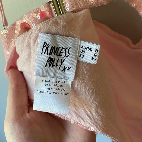 Princess Polly “Simple Touch Top” Pink Sequin - Picture 5 of 5